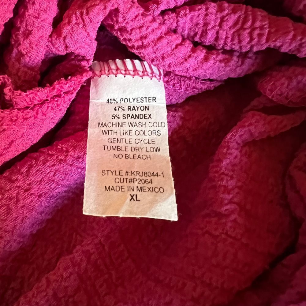 Jade by Jane XL Jumpsuit textured shirt sleeve fushia NWOT - Picture 10 of 10